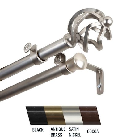 Central Design Central Design 4742-995 Giro 0.81 in. Double Curtain Rod; 120-170 in. - Satin Nickel 4742-995